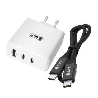 Комплект сетевое зарядное устройство на 100W, 1 USB + 2 TypeC, GaN Tech Quick Charger, PD 3.0, белый