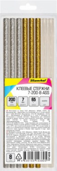 Cтержни клеев. для клеев.пист. Silwerhof 7-200-8-ASS дл.200мм D7мм разные цвета упак:8шт