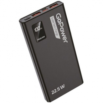 Внешний аккумулятор GoPower PB03-10 10000mAh 3.0A 22.5W 2USB Type-C черный (1 50) 00-00029659