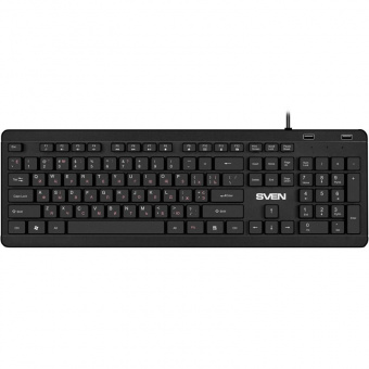 Клавиатура Sven KB-E5700H чёрная(104кл, USB-Hub*2, Slim, 12Fn,  островной тип кл.)