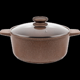 Кастрюля MAUNFELD CARMEL MF26CRM01CR из литого алюминия со стеклянной крышкой, 26 см, 5 л