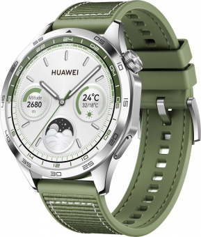 Смарт-часы Huawei Watch GT 4 Phoinix-B19W 46мм 1.43" AMOLED корп.серебристый рем.зеленый разм.брасл.