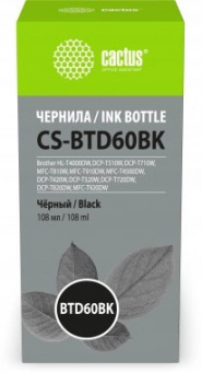 Чернила Cactus CS-BTD60BK черный 108мл для Brother HL-T4000DW, DCP-T510W, DCP-T710W, MFC-T810W, MFC-