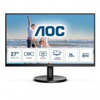 Монитор AOC 27" Q27B3MA Black VA, 2560x1440, HDMI+HDMI+DP, 4 ms, 178°/178°, 300 cd/m, 4000:1, 75Hz, 