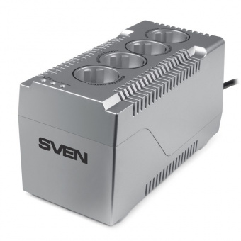 Стабилизатор Sven VR-F1000 (≤320Вт, Вх.184-285V,4 × CEE7/4 (2*AVR, 2*сетевой фильтр) серебро