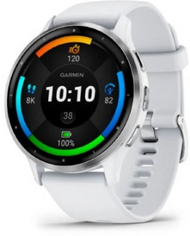 Смарт-часы Garmin Venu 3 35.4мм 1.4" AMOLED корп.серый/серебристый рем.белый разм.брасл.:135-200мм (